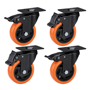 Industry Duty 4 Inch Orange Polyurethane Plate Swivel Castors