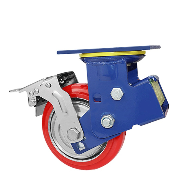 Heavy Duty Trolley Double Spring Shock Absorption Drej med bremsekasterhjul