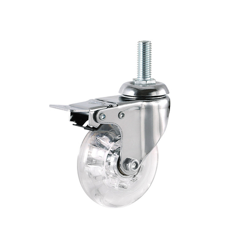 2 inch casters PU Transparent Crystal Wheel with Brake Furniture Universal Multi-Specification Cabinet Pull 
