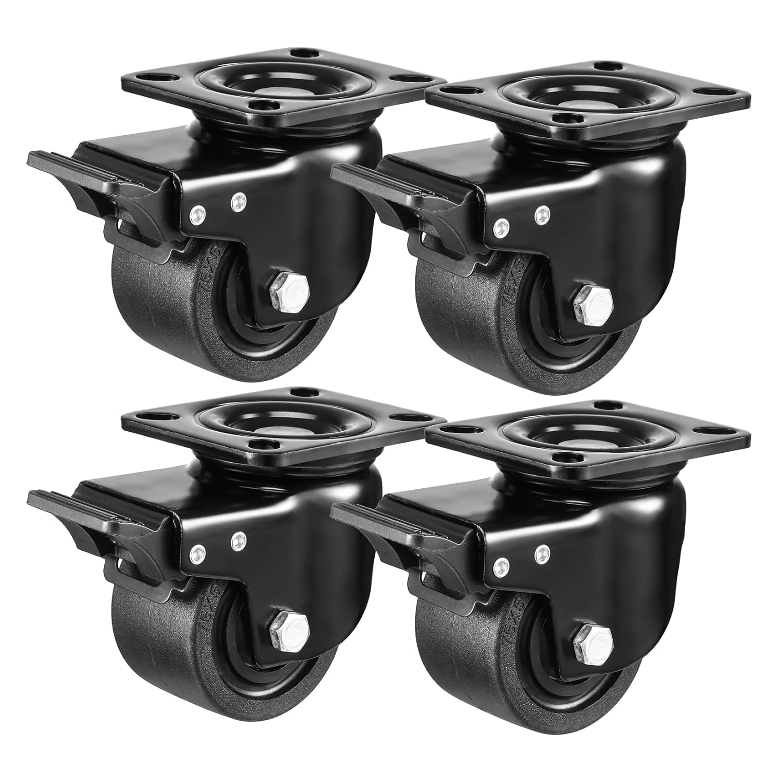 3 Inch Low Gravity Center Design Black Caster Wheels with Brake