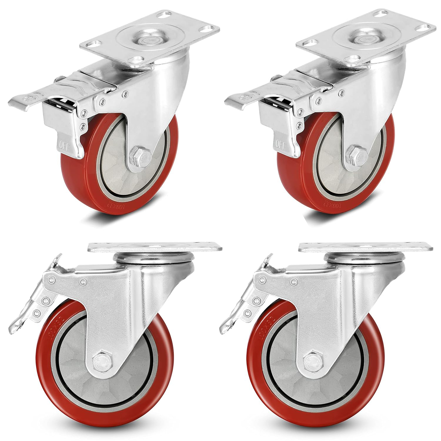 4 Inch Heavy Duty Lockable Bearing Swivel Casters for Furniture And Workbench