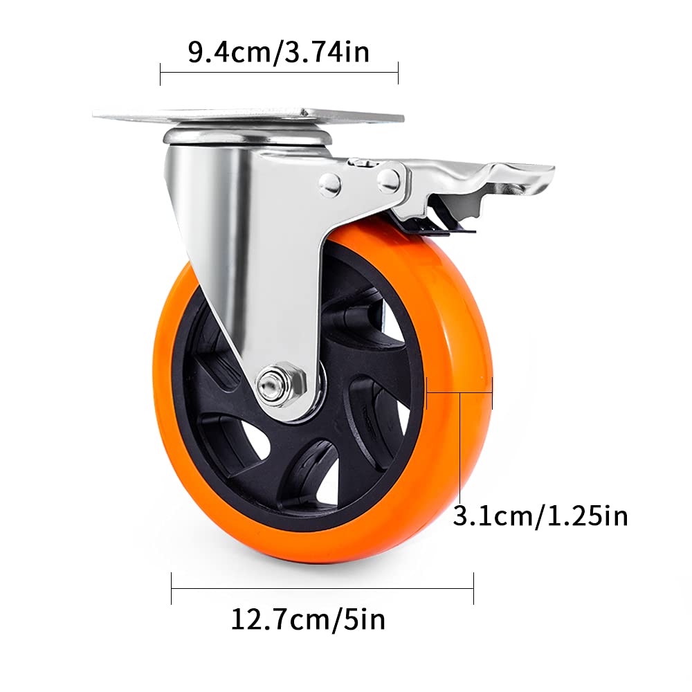 4 Inch Swivel Casters with Brake Set of 4 